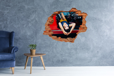 Fotoobraz dziura na ścianę Kobieta w aucie
