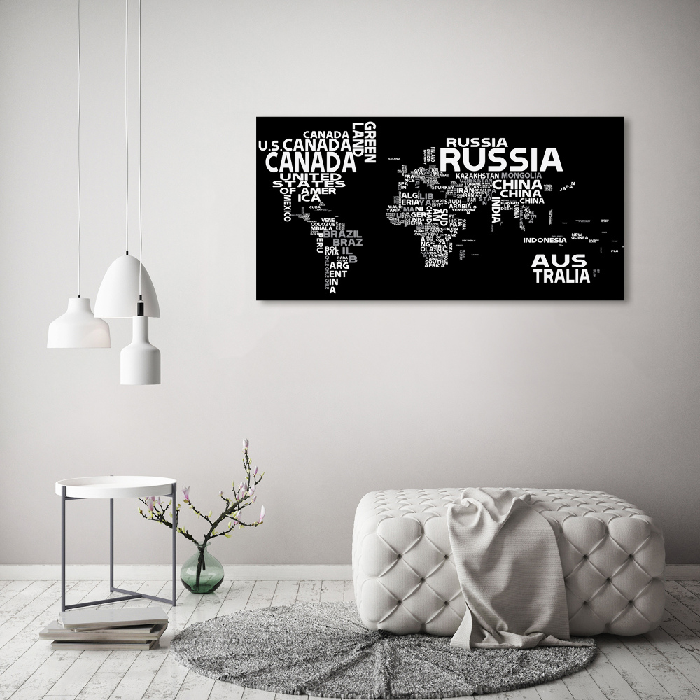 Foto obraz akryl Mapa świata napisy