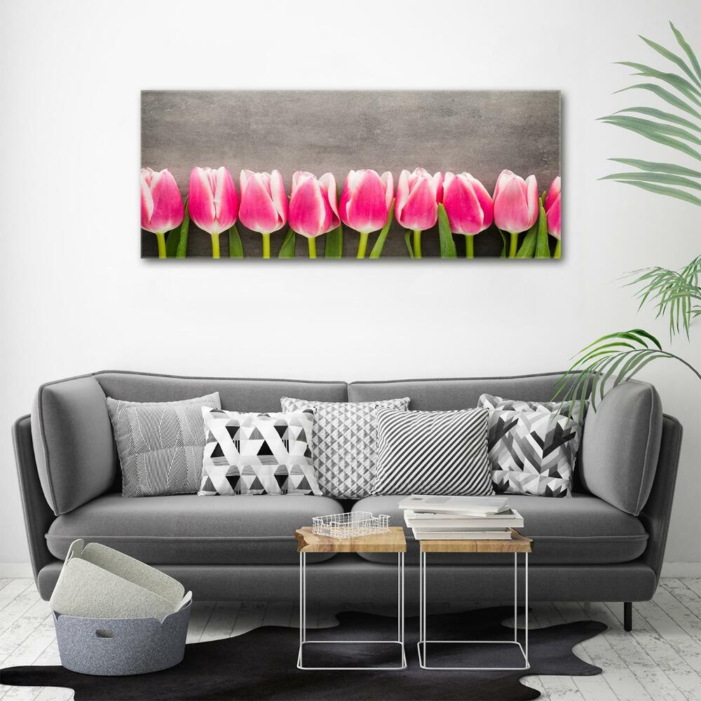 Fotoobraz na ścianę szklany Różowe tulipany