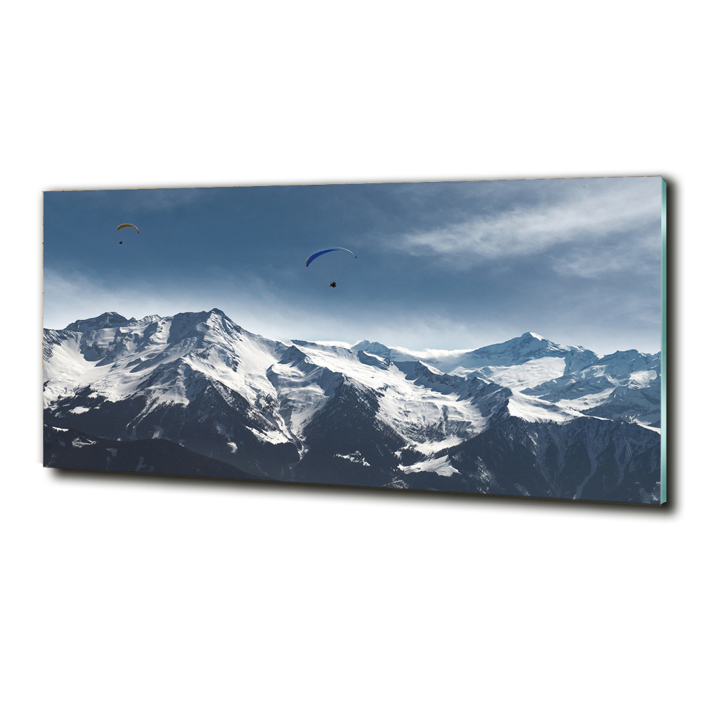 Fotoobraz na ścianę szklany Paralotnie Alpy