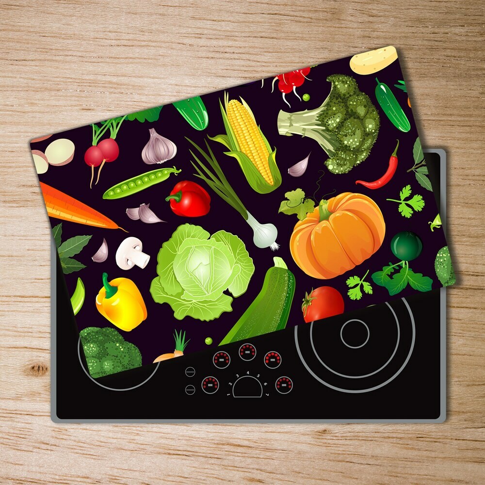 Deska kuchenna duża szklana Kolorowe warzywa