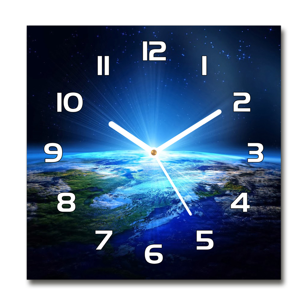 Zegar szklany okrągły Planeta Ziemia