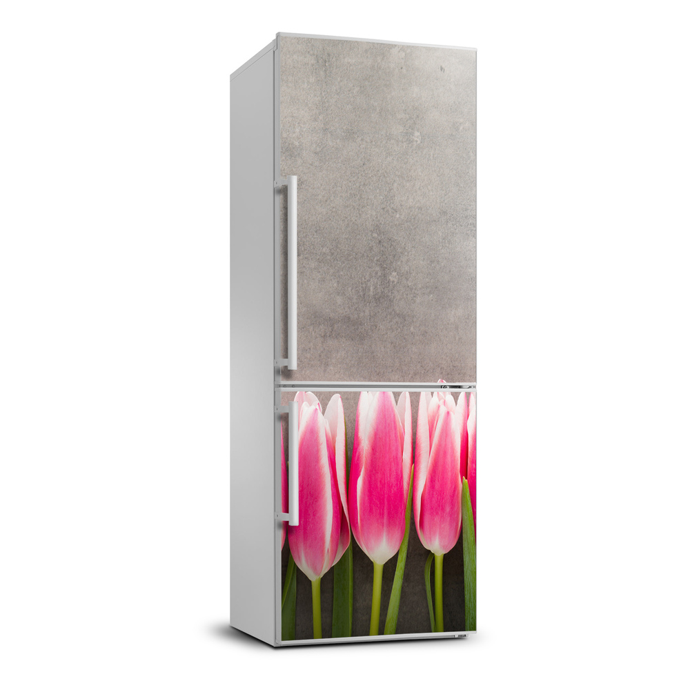 Naklejka okleina lodówkę Różowe tulipany