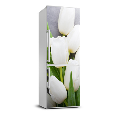Naklejka okleina lodówkę Białe tulipany