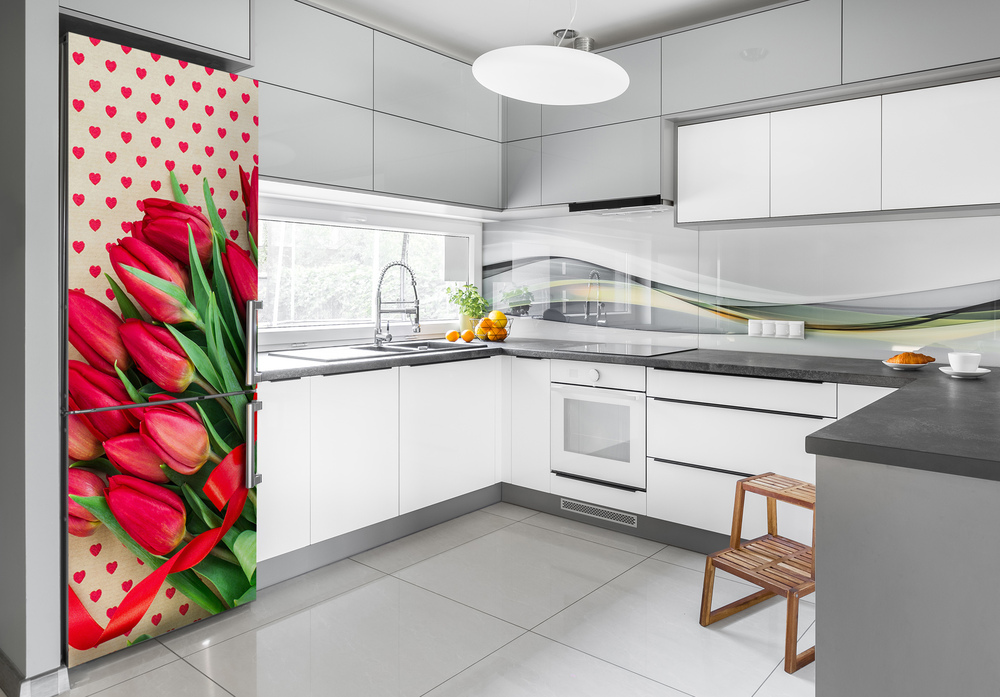 Foto Naklejka na lodówkę Czerwone tulipany