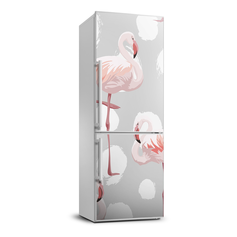 Foto Naklejka na lodówkę Flamingi i kropki