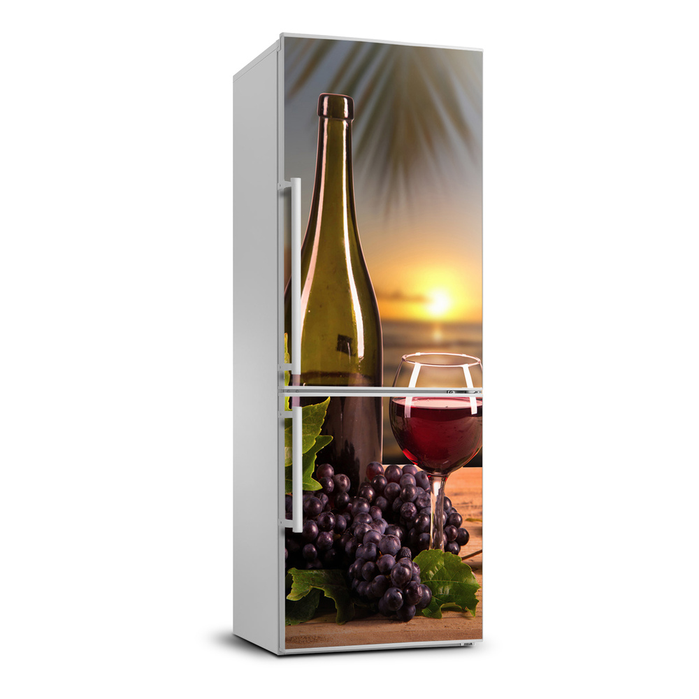 Naklejka na lodówkę okleina Winogrona i wino