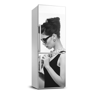 Naklejka Tapeta na lodówkę Kobieta w okularach