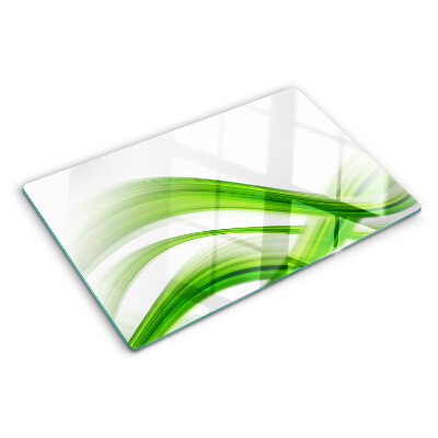 Deska kuchenna szklana z motywem zielonych fal w stylu abstrakcyjnym