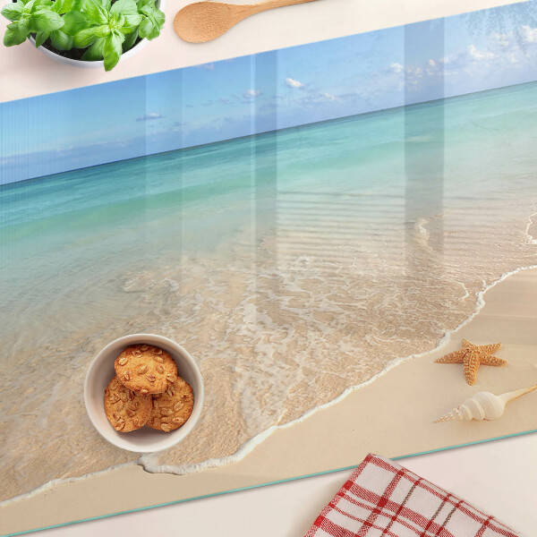 Deska kuchenna szklana z motywem plaży z muszlami i falami