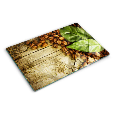 Szklana deska kuchenna z motywem kawy i liści