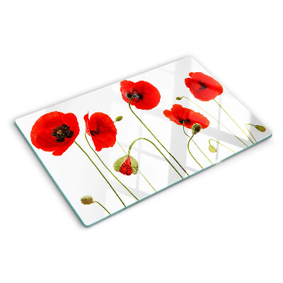 Szklana deska kuchenna z motywem makowego kwiatu