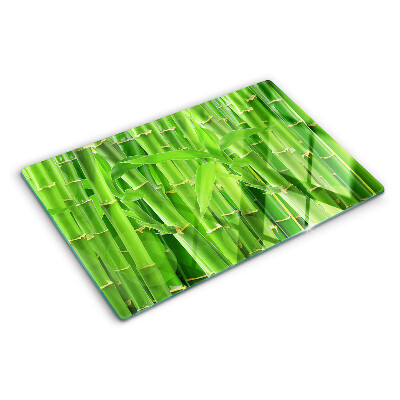 Szklana deska kuchenna z motywem liści i łodyg bambusa