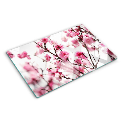 Szklana deska do krojenia z motywem kwiatów wiśni w rozkwicie
