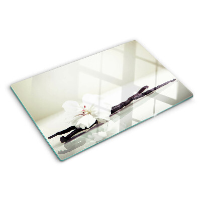 Szklana deska kuchenna z motywem kwiatu na gałęzi