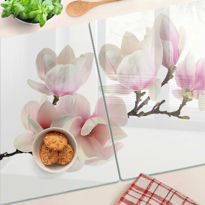 Szklana deska kuchenna Kwiaty magnolii na gałęzi
