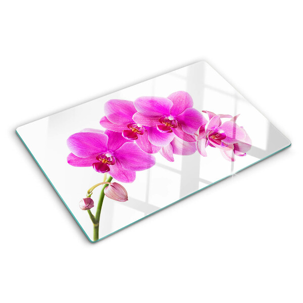 Szklana deska do krojenia z motywem orchidei w odcieniach różu