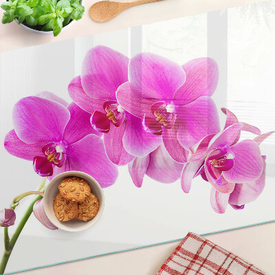 Szklana deska do krojenia z motywem orchidei w odcieniach różu
