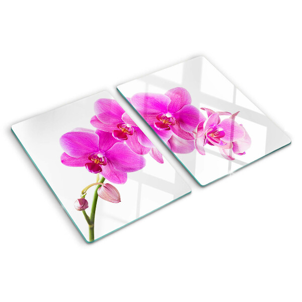 Szklana deska do krojenia z motywem orchidei w odcieniach różu