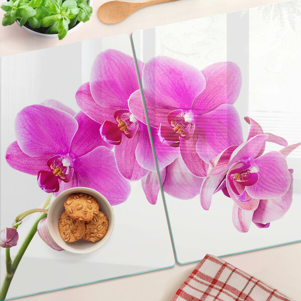 Szklana deska do krojenia z motywem orchidei w odcieniach różu
