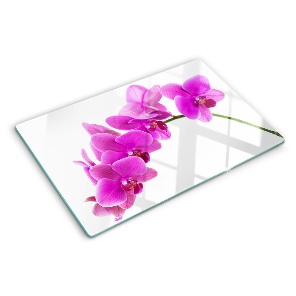 Szklana deska do krojenia z nadrukiem kwiatów orchidei w odcieniach różu