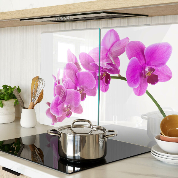 Szklana deska do krojenia z nadrukiem kwiatów orchidei w odcieniach różu