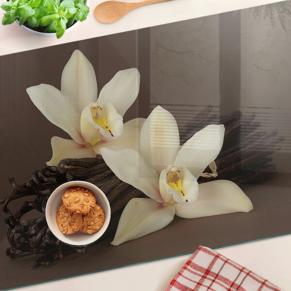 Deska kuchenna szklana z motywem orchidei i lasek wanilii