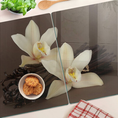 Deska kuchenna szklana z motywem orchidei i lasek wanilii