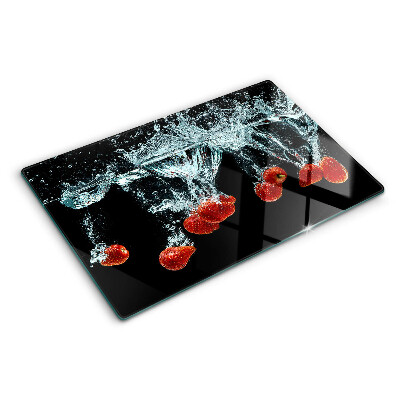 Szklana deska kuchenna z motywem truskawek w wodzie