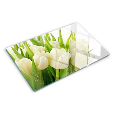 Szklana deska do krojenia Tulipany w kroplach wody