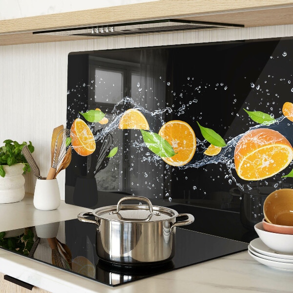 Szklana deska kuchenna z motywem cytrusów w wodzie