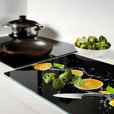 Szklana deska kuchenna z motywem cytrusów w wodzie