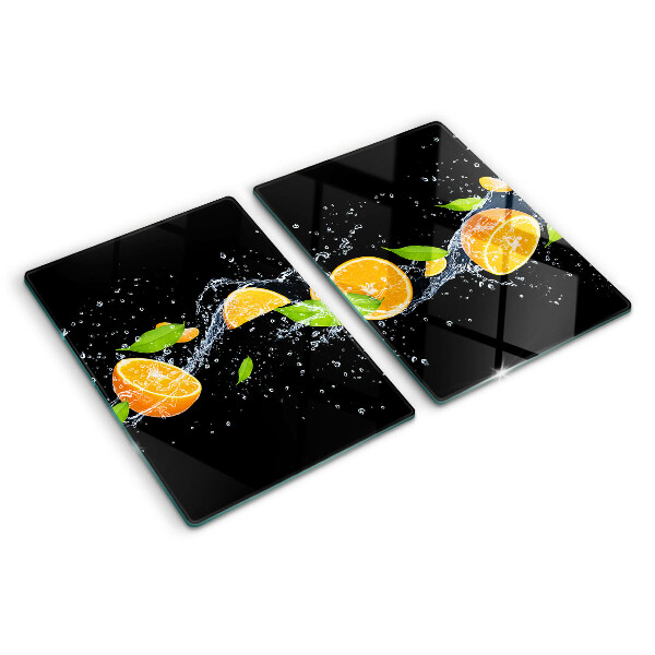 Szklana deska kuchenna z motywem cytrusów w wodzie