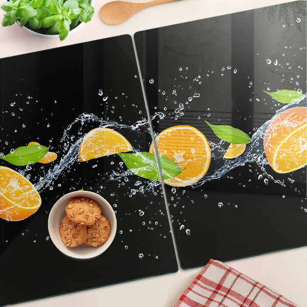 Szklana deska kuchenna z motywem cytrusów w wodzie