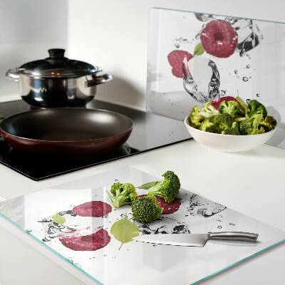 Szklana deska do krojenia z motywem truskawek z lodem