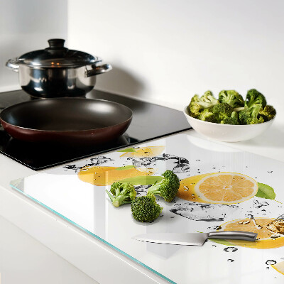 Szklana deska kuchenna z motywem cytryn z lodem