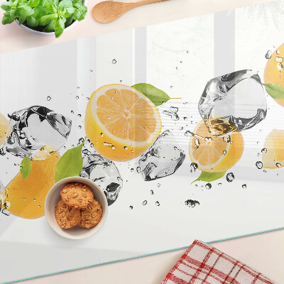 Szklana deska kuchenna z motywem cytryn z lodem