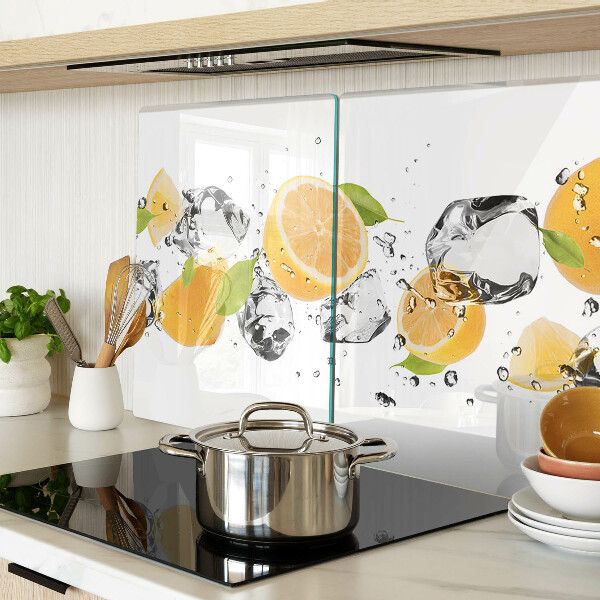 Szklana deska kuchenna z motywem cytryn z lodem