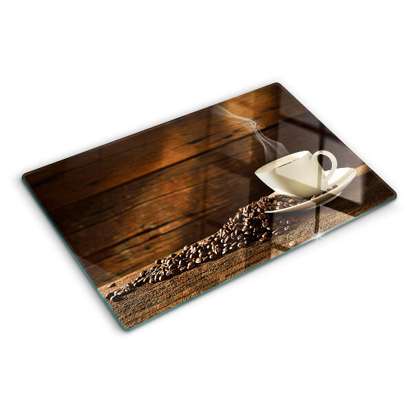 Szklana deska do krojenia z nadrukiem z motywem kawy i filiżanki