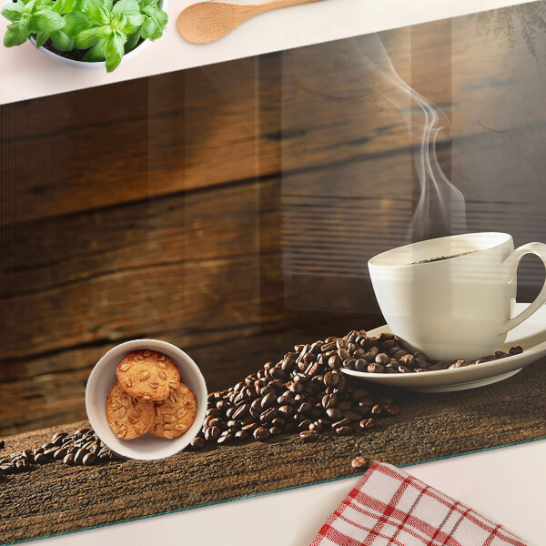 Szklana deska do krojenia z nadrukiem z motywem kawy i filiżanki