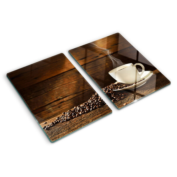Szklana deska do krojenia z nadrukiem z motywem kawy i filiżanki