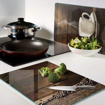 Szklana deska do krojenia z nadrukiem z motywem kawy i filiżanki