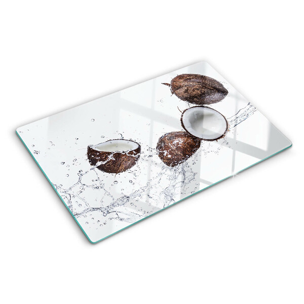 Szklana deska kuchenna z nadrukiem kokosów w wodzie