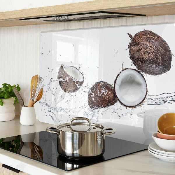 Szklana deska kuchenna z nadrukiem kokosów w wodzie