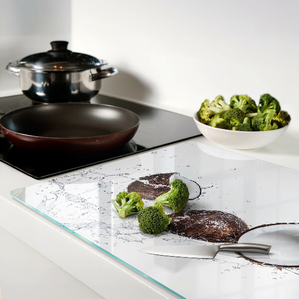 Szklana deska kuchenna z nadrukiem kokosów w wodzie