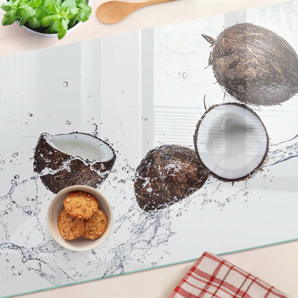 Szklana deska kuchenna z nadrukiem kokosów w wodzie