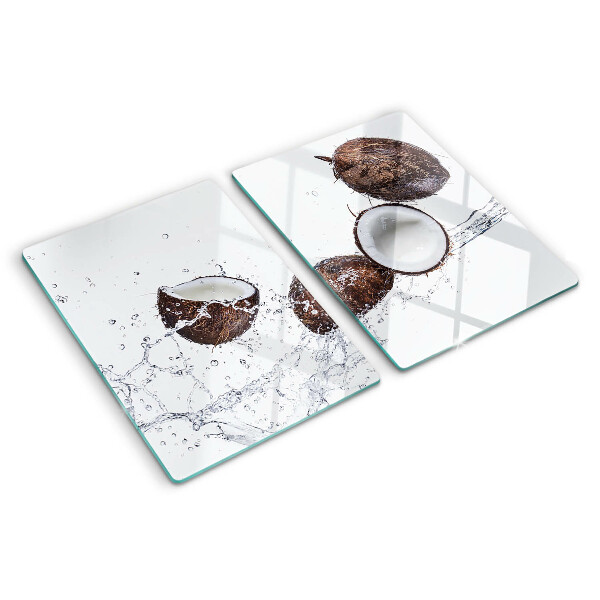 Szklana deska kuchenna z nadrukiem kokosów w wodzie