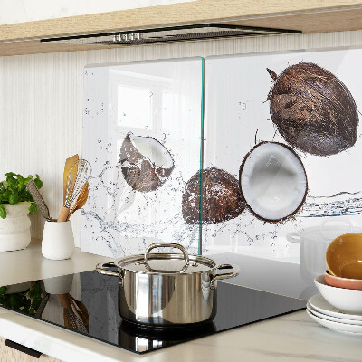 Szklana deska kuchenna z nadrukiem kokosów w wodzie