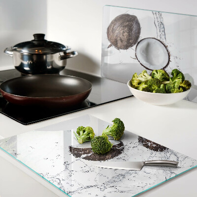 Szklana deska kuchenna z nadrukiem kokosów w wodzie