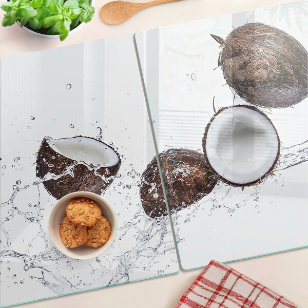 Szklana deska kuchenna z nadrukiem kokosów w wodzie